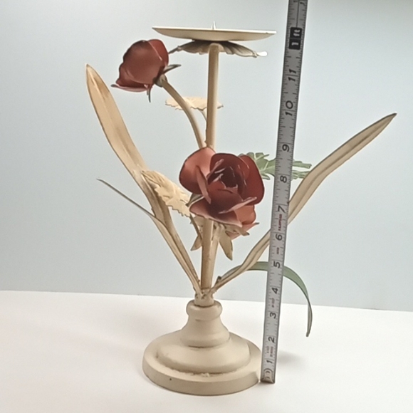 🐿️vintage tole metal floral candle holder. No flaws - Picture 5 of 7